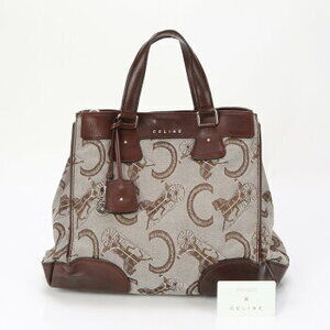 Celine Sulky leather canvas handbag brown charm